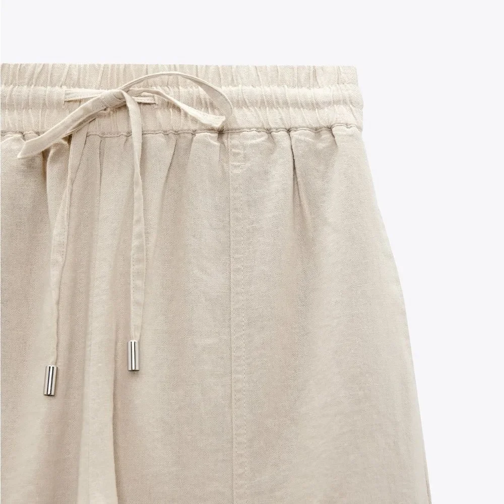 Zara Linen Blend Pants New Sand